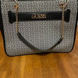 Guess Black and Gray Tote with Monogram Pattern. Never Used.
